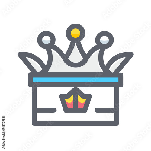 Stylized crown icon with vibrant colors on white background