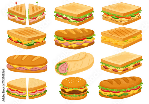 Sandwiches and Wraps Variety Delicious Assortment of Tasty Meals for Lunch and Snacks