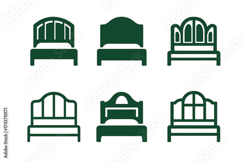 Upcycling Logo Variations. Upcycling and repurposing furniture. Set Logo of Upcycling and repurposing furniture: Repurposed door headboard. harmonious logo