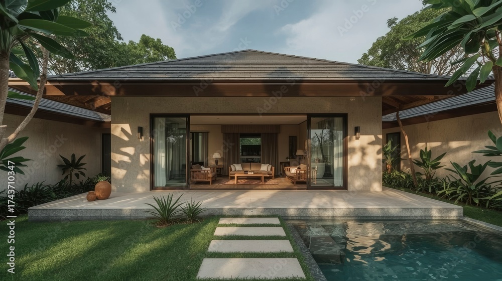 Naklejka premium Luxury villa with pool