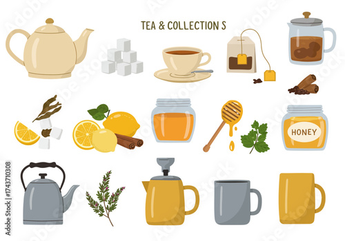 Tea Time A Collection of Illustrated Tea Brewing Elements