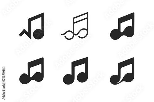 Dance Logo Variations. Dance as a form of stress relief and relaxation. Set Logo of Dance as a form of stress relief and relaxation: Music note with wave.