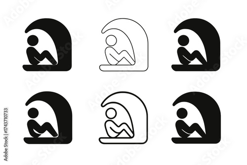 Harmonious Mental Health Logos. Mental health in the workplace. Set Logo of Mental health in the workplace: Quiet room / relaxation pod. harmonious logo