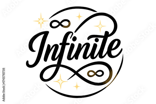Infinite Elegance. Infinite. modern hand lettering, smooth curves, balanced composition, clear readable