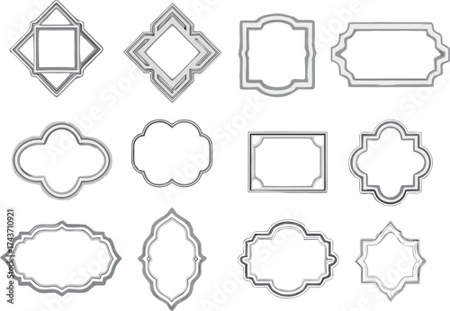 Ornate silver frames in various shapes reflecting vintage elegance and artistic flair, perfect for cherished photos or unique designs.