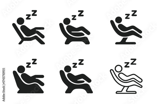 Sleep Productivity Logos. Sleep and productivity. Set Logo of Sleep and productivity: Nap pod / power nap chair. harmonious logo variations of the same