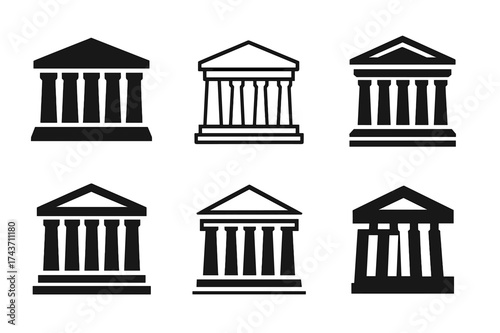Architectural Logo Variations. The history of architecture and landmark buildings. Set Logo of The history of architecture and landmark buildings: Parthenon