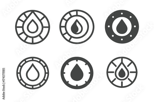 Menstrual Cycle Logos. Reproductive health. Set Logo of menstrual cycle: circular calendar with droplet icon. harmonious logo variations of the same emblematic