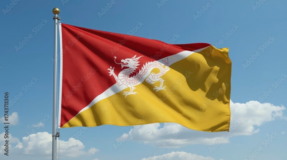 Naklejka premium Bhutan flag waving in the wind