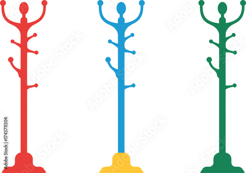 Set of Three Colorful Coat Racks