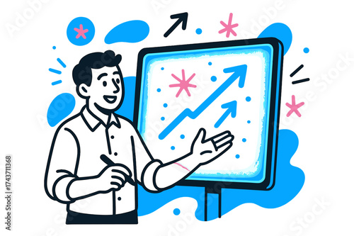 Interactive Whiteboard Design. Smart Whiteboard. A glowing interactive board with abstract floating spark and arrow icons symbolizing digital teaching tools.