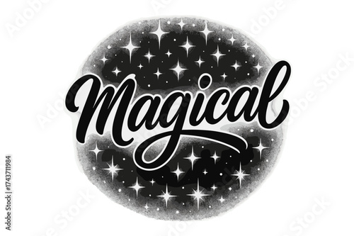 Magical Hand Lettering. ?Magical?. modern hand lettering, smooth curves, balanced composition, clear readable