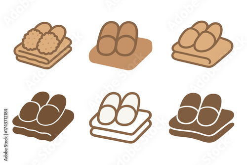 Fuzzy Slippers Logos. Fuzzy Slippers. Set Logo of Fuzzy Slippers: blanket. harmonious logo variations of the same emblematic concept, each with different