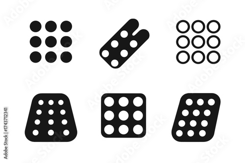 Accessible Tactile Paving Logos. Designing for accessibility in urban environments. Set Logo of tactile paving: stylized dotted ground pattern. harmonious logo