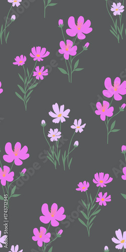 Seamless floral pattern with  wildflowers and leaves. Perfect for fabric, wallpaper, wrapping paper, and modern decor.
