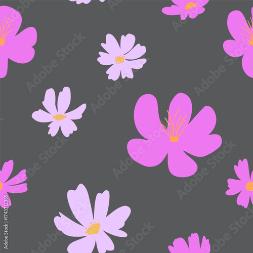 Seamless floral pattern with  wildflowers and leaves. Perfect for fabric, wallpaper, wrapping paper, and modern decor.