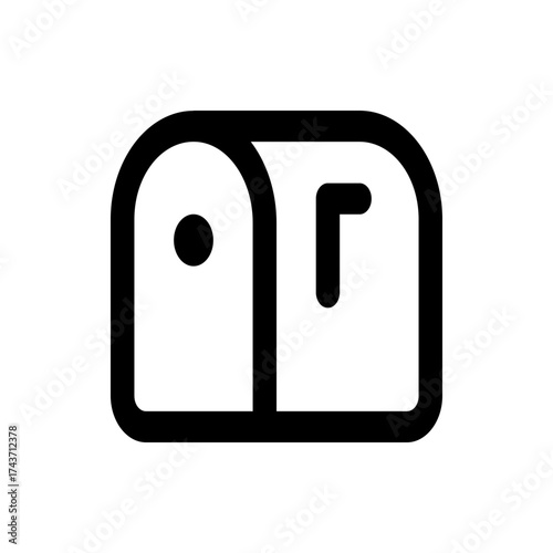 Illustration of a black and white thermal printer with a paper roll and a simple rectangular frame design