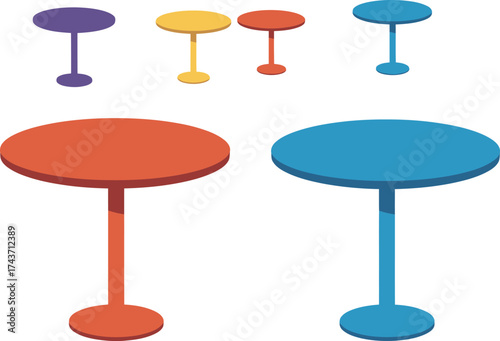 Modern Round Tables Collection - Vector Graphics