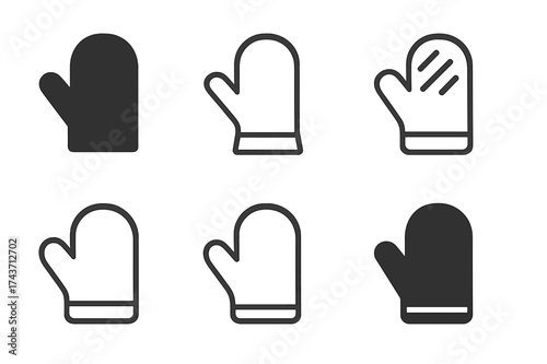 Oven Mitt Logos. Oven. Set Logo of Oven: oven mitt. harmonious logo variations of the same emblematic concept, each with different artistic interpretation