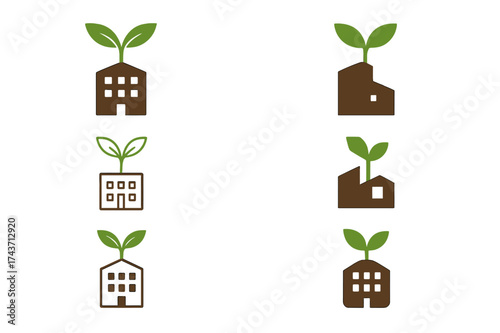 Innovative Social Logos. Innovative achievements in social change. Set Logo of Innovative achievements in social change: Social enterprise incubator (seedling