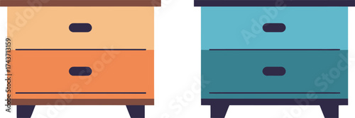 Flat Design Chests of Drawers: Orange and Blue