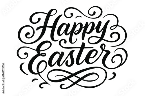 Easter Calligraphy Art. ?Happy Easter?. Elegant modern calligraphy lettering with bold and saturated thick