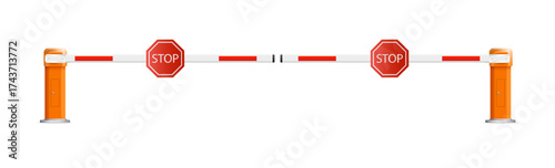 Barrier flock. Parking zone turnpike on white background vector illustration. Railroad and parking zone barrier icon.