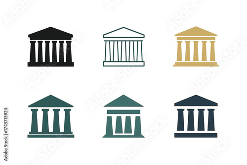 Architectural Logo Variations. The history of architecture and landmark buildings. Set Logo of The history of architecture and landmark buildings: Parthenon