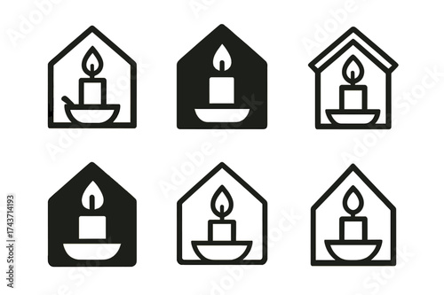 Candle Logo Variations. Making Candles at Home. Set Logo of Making Candles at Home: matches. harmonious logo variations of the same emblematic concept, each