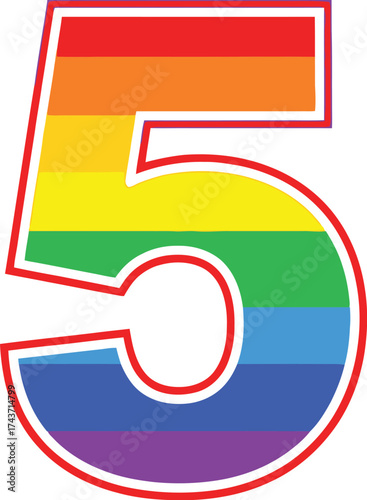 Rainbow number five vector illustration colorful design art