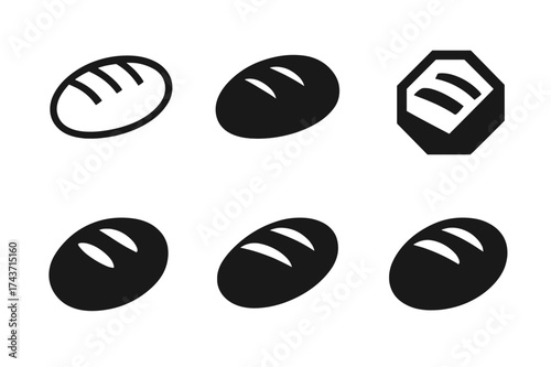 Oven Logo Variations. Oven. Set Logo of Oven: loaf of bread. harmonious logo variations of the same emblematic concept, each with different artistic