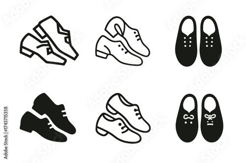Youth Dance Logos. Dance for children and youth. Set Logo of Dance for children and youth: Tap shoes. harmonious logo variations of the same emblematic