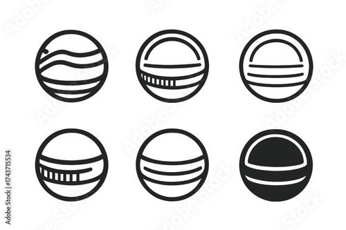 Versatile Mason Jar Lids. Mason jar lid. Set Logo of Kitchenware: decorative lid icon. harmonious logo variations of the same emblematic concept, each with