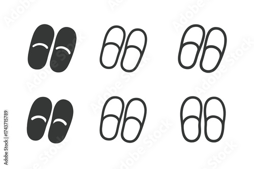 Evening Relaxation Logos. Planning a relaxing evening routine to unwind. Set Logo of Planning a relaxing evening routine to unwind: Cozy slippers. harmonious