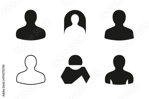 Abstract Human Logos. Reality. Set Logo of Conceptual art: abstract human silhouette. harmonious logo variations of the same emblematic concept, each with