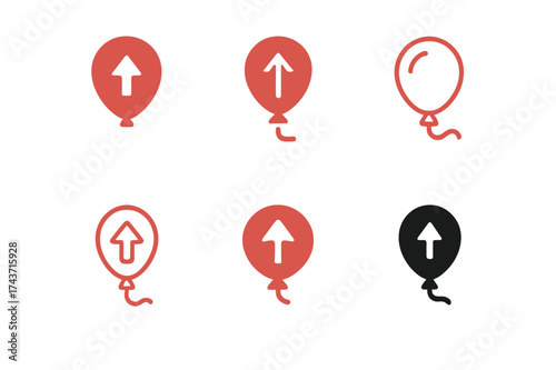 Balloon Logo Variations. Inflation and Deflation. Set Logo of Inflation and Deflation: balloon. harmonious logo variations of the same emblematic concept, each