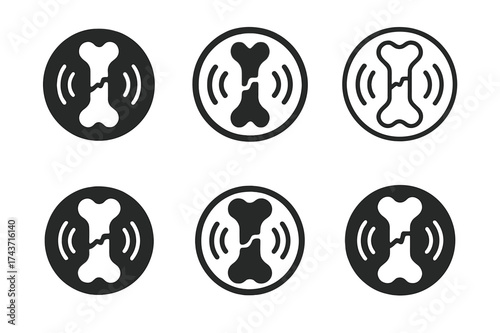 Bone Healing Logos. How bones heal after an injury. Set Logo of How bones heal after an injury: X-ray bone icon. harmonious logo variations of the same