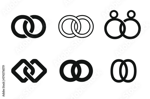 Networking Logo Variations. Your network is your net worth. Set Logo of Networking: linked rings. harmonious logo variations of the same emblematic concept,