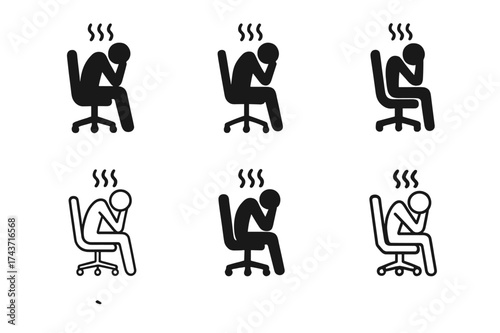Ergonomic Chair Logos. Handling job stress and improving work performance. Set Logo of Handling job stress and improving work performance: Ergonomic office