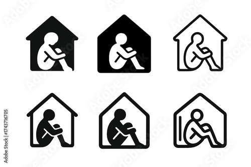 Emergency Refuge Logos. Shelter. Set Logo of Safety: emergency refuge icon. harmonious logo variations of the same emblematic concept, each with different
