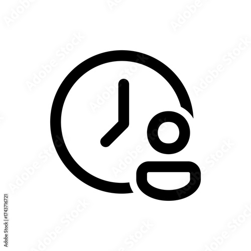 Clock with person icon indicating time management and scheduling appointments for meetings or tasks due