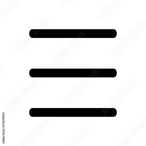 Three horizontal black bars with rounded ends evenly spaced on a white background forming a menu icon