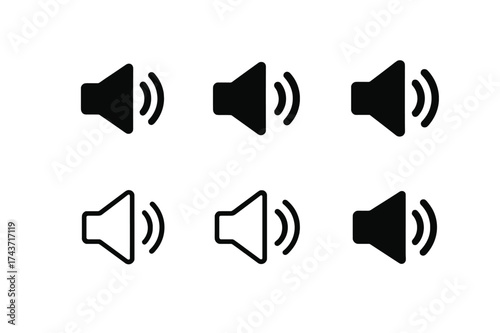 Control Button Logos. Remote control button. Set Logo of Electronics: volume control button icon. harmonious logo variations of the same emblematic concept,