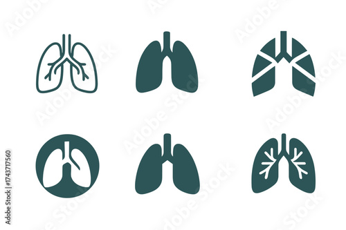 Breathing Exercise Logos. Breathing exercises for stress management. Set Logo of Breathing exercises for stress management: Lungs. harmonious logo variations
