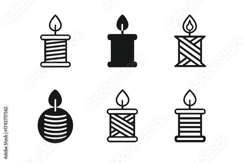 Candle Logo Variations. Making Candles at Home. Set Logo of Making Candles at Home: wick spool. harmonious logo variations of the same emblematic concept, each