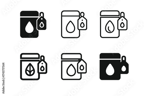 Seed Preservation Logos. Seed preservation techniques. Set Logo of labeled container: box with seed symbol and tag. harmonious logo variations of the same