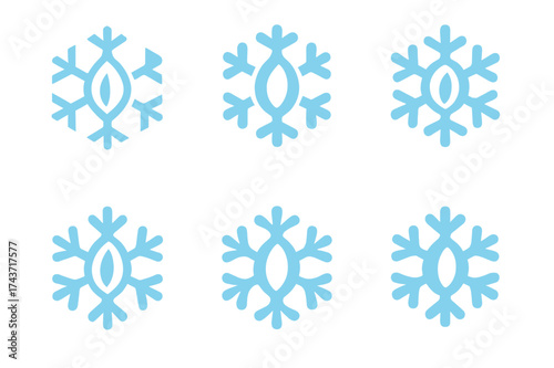 Frozen Seed Logos. Seed preservation techniques. Set Logo of frozen seed: snowflake combined with seed icon. harmonious logo variations of the same emblematic