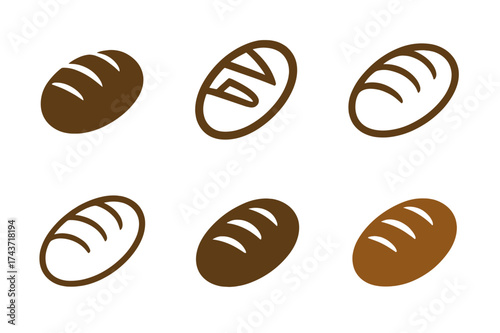 Artisan Bread Logos. local food markets. Set Logo of local food markets: Artisan Bread Loaf. harmonious logo variations of the same emblematic concept, each