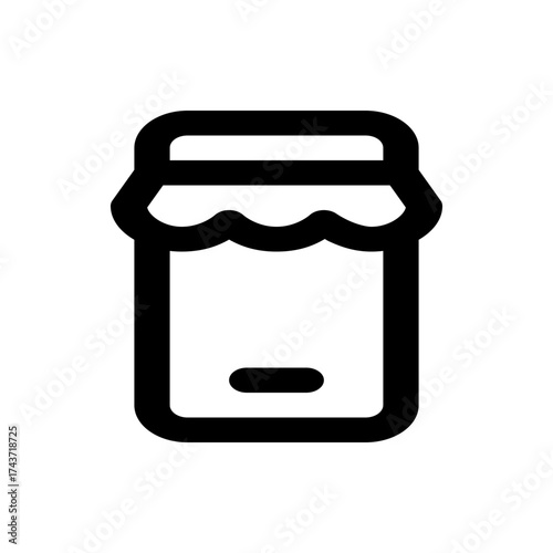 Illustration of a black jam jar with a wavy top and a small rectangular shape at the bottom center