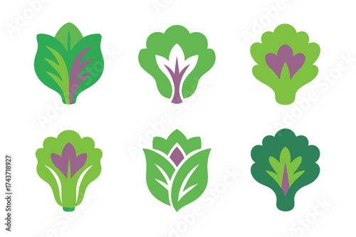 Colorful Salad Logos. Preparing a colorful salad with a variety of vegetables. Set Logo of Preparing a colorful salad with a variety of vegetables: Mixed